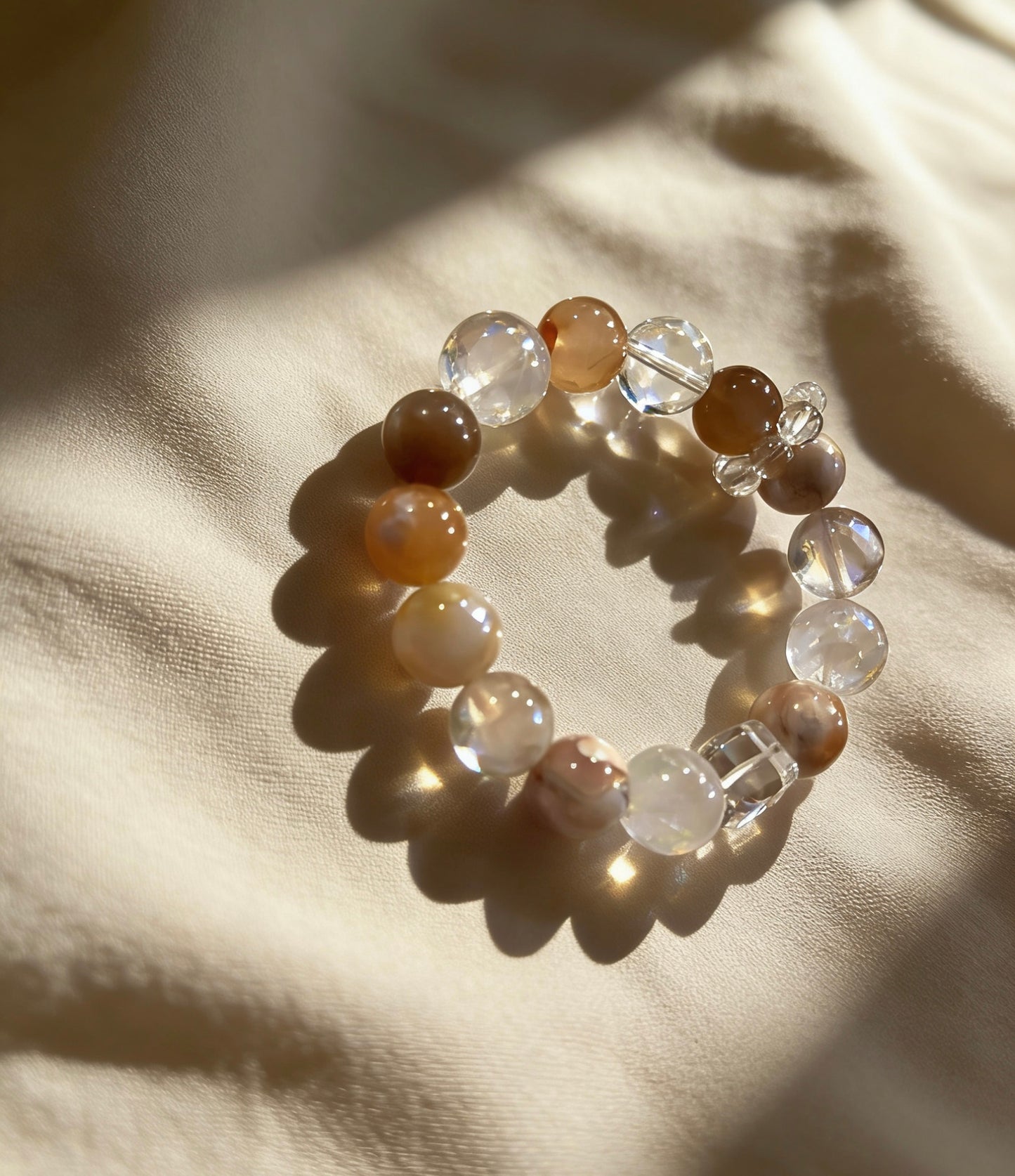 Soft Bloom Bracelet — Natural Sakura Agate Crystal Beaded Bracelet