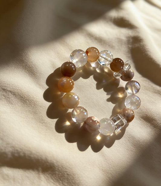 Soft Bloom Bracelet — Natural Sakura Agate Crystal Beaded Bracelet