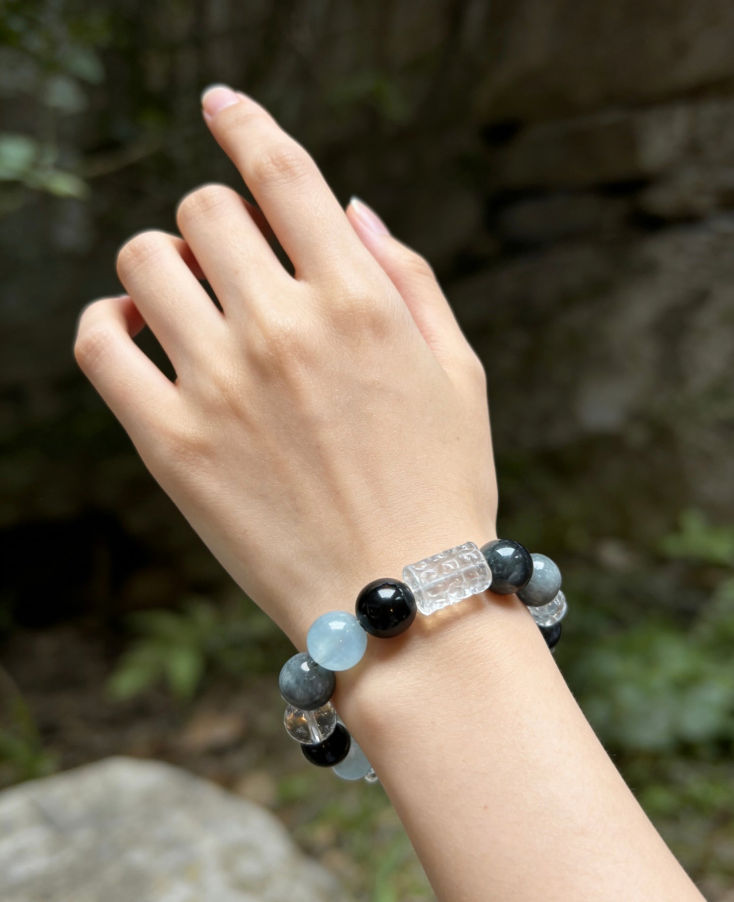 Ocean Calm Bracelet — Aquamarine, Blue Tiger Eye & Moonstone