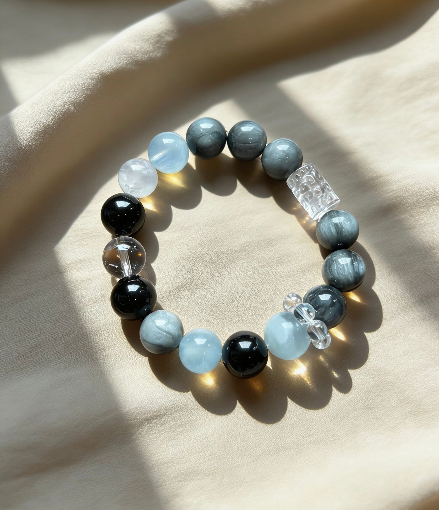 Ocean Calm Bracelet — Aquamarine, Blue Tiger Eye & Moonstone