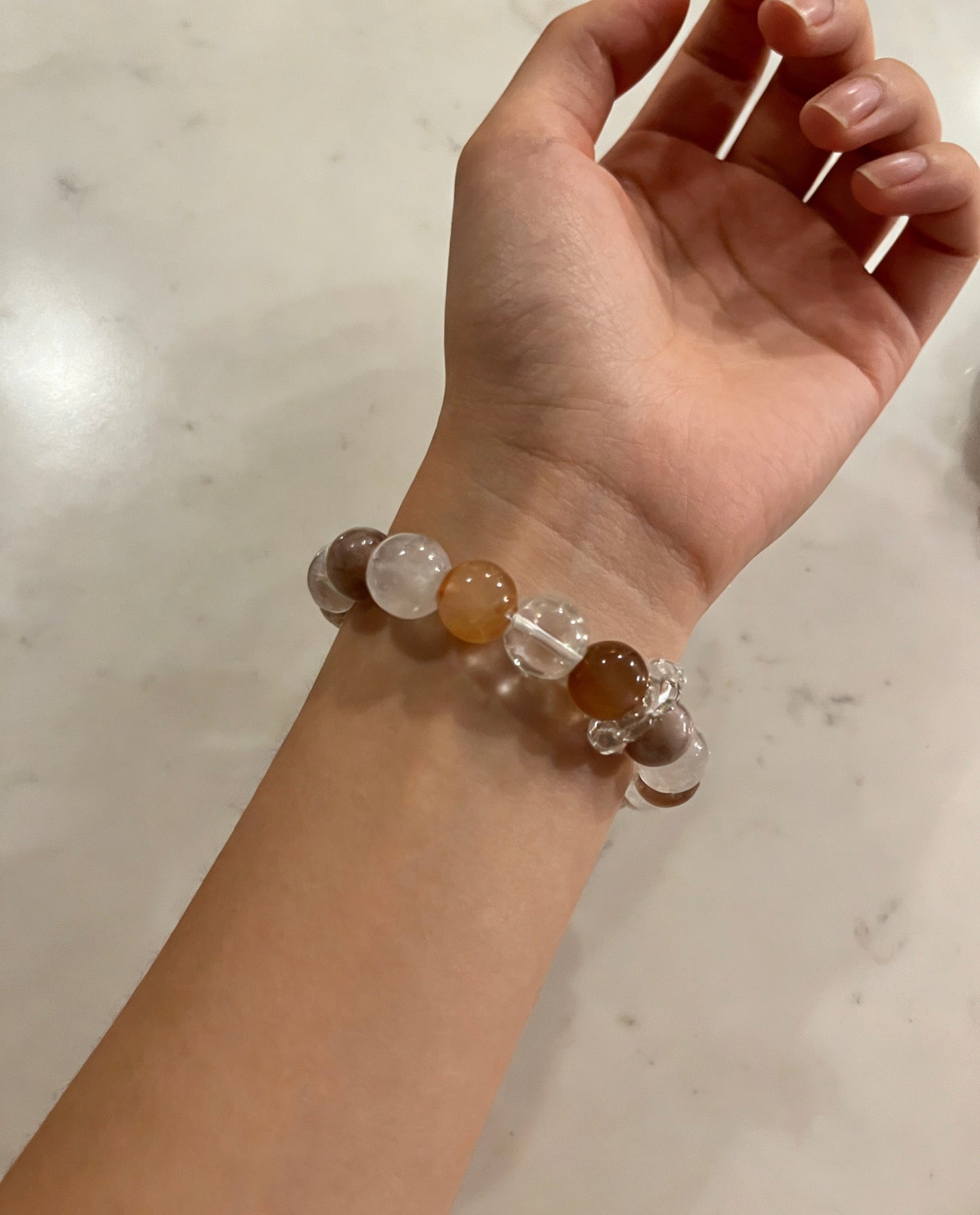 Soft Bloom Bracelet — Natural Sakura Agate Crystal Beaded Bracelet